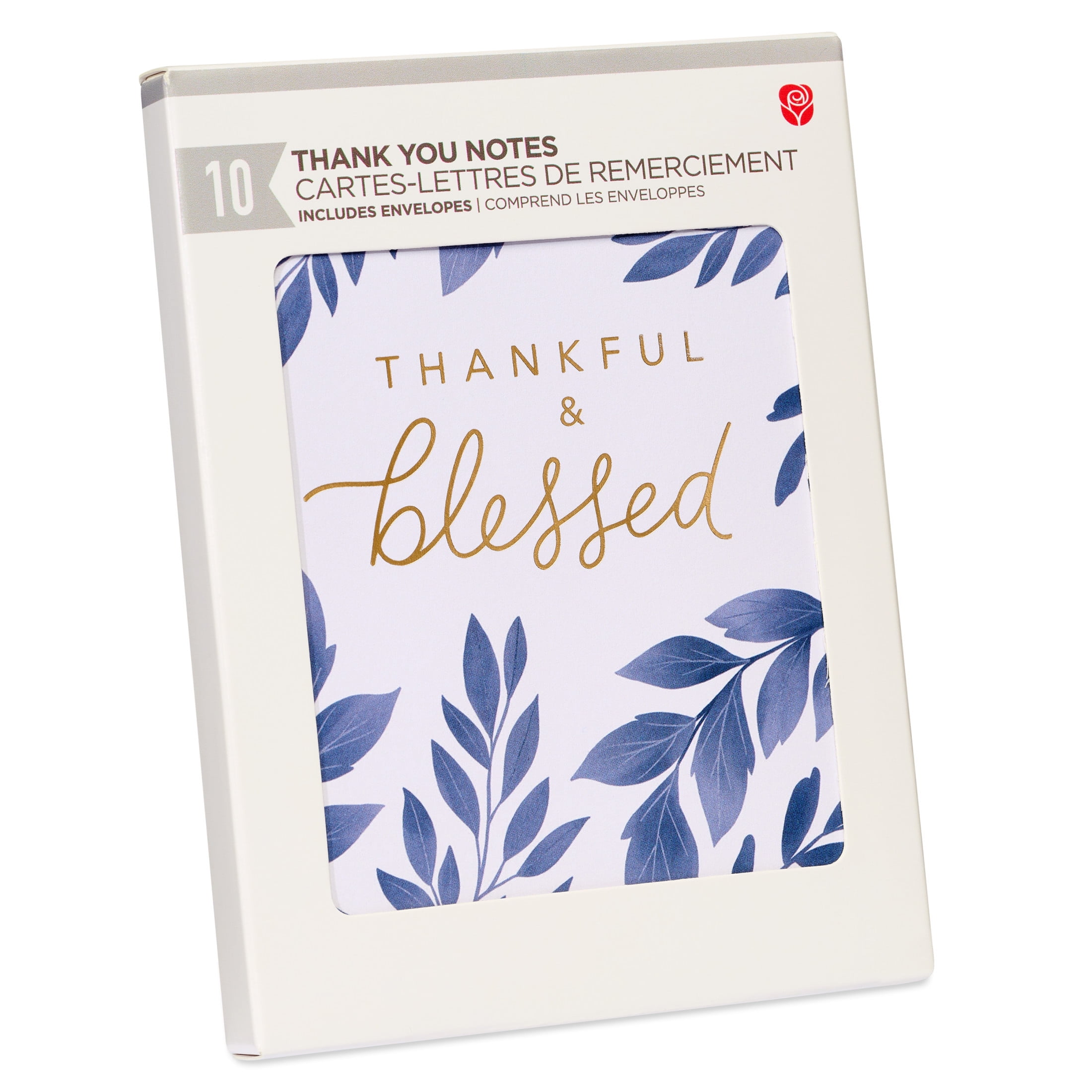 American Greetings Thank You Card Stationery Notes, Blessed, Blue Botanicals (10-Count)