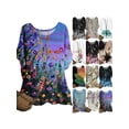thumbnail image 4 of Gvmfive Women Summer Floral Print Short Sleeve Blouse Round Neck Casual Tops, 4 of 4