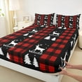 thumbnail image 3 of jejeloiu Wild Deer Bed Sheets,Merry Xmas Tree King Sheets,Red Black Grid Sheet Set For Boy Kids,Microfiber Bedroom Decor,4pcs, 3 of 7