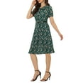 thumbnail image 4 of Allegra K Women's Peter Pan Collar Tie Neck Elegant Dress with Belt, 4 of 6
