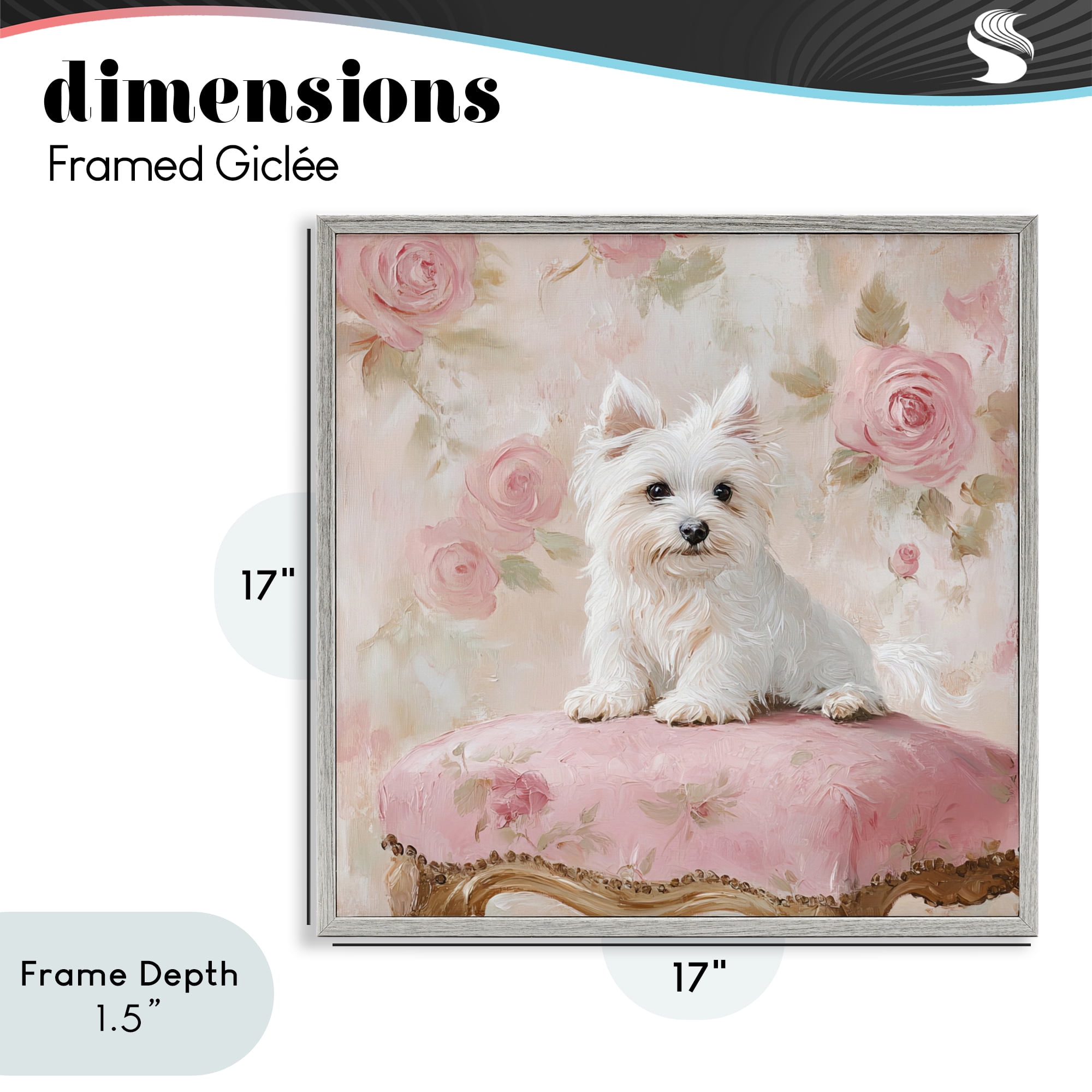 Stupell Industries Fancy Francesca Puppy Gray Framed Giclee Art, design by Tina LeCour