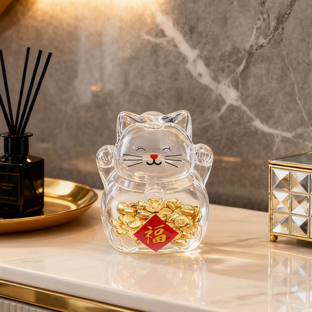 Hucha de vidrio de borosilicato con diseño de gato en 3D, multiusos, ligera, ideal para regalos festivos, resistente a altas temperaturas, contenedor Estilo C