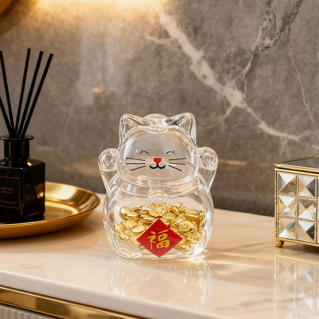 Elodie Bocal en Verre Chat 3D pour Économiser de l'Argent pour Cadeau d'Anniversaire pour Enfants Robuste Polyvalent Style C