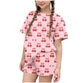 thumbnail image 2 of Amidoa Girls Summer 2 Piece Outfits Cute Floral Short Sleeve and Elastic Waist Shorts Kids Clothing Set Pink Size Pink Size 6, 2 of 6