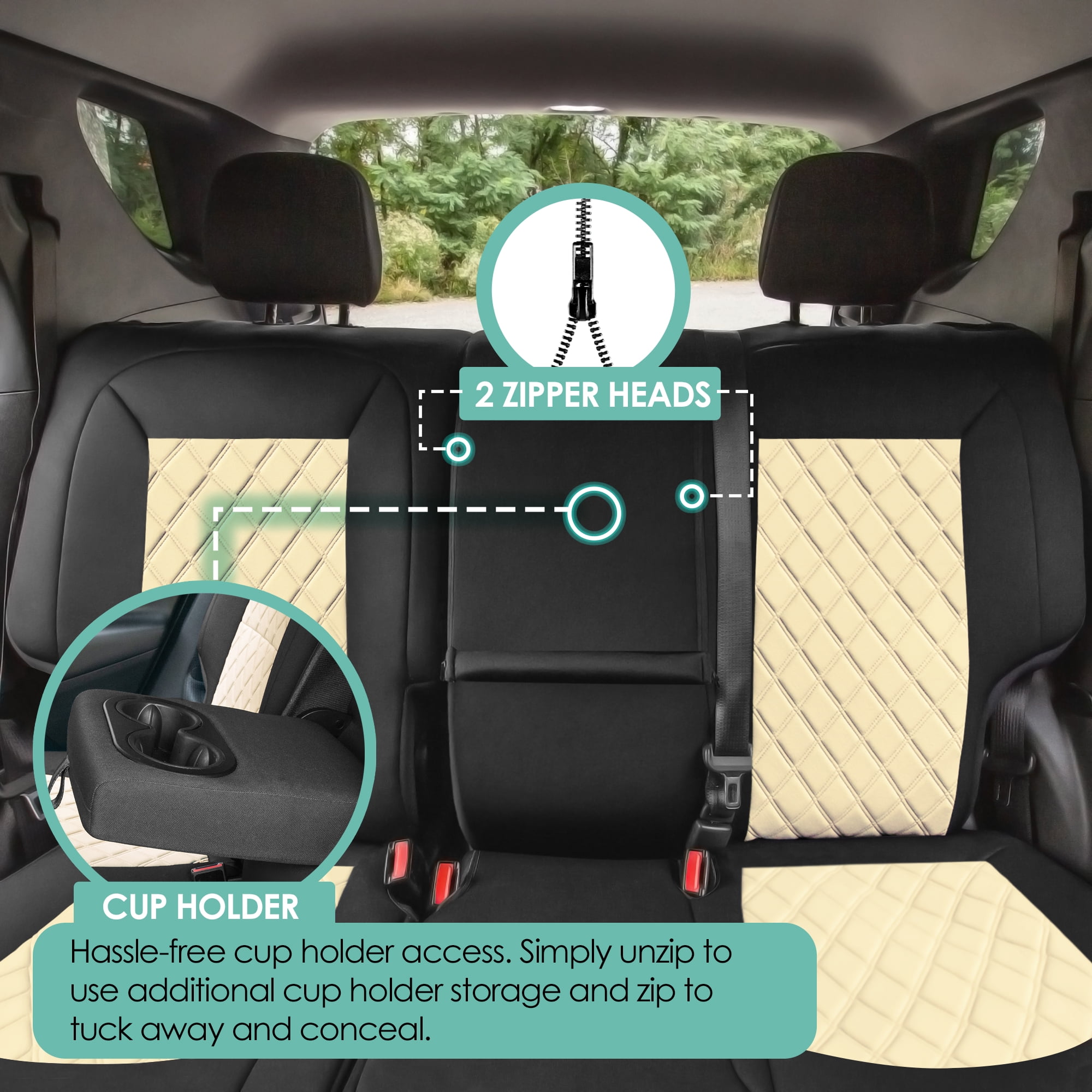 For Chevrolet Equinox 2018-2023 FH Group Neoprene Waterproof Custom Fit Car Seat Covers - Beige Full Set