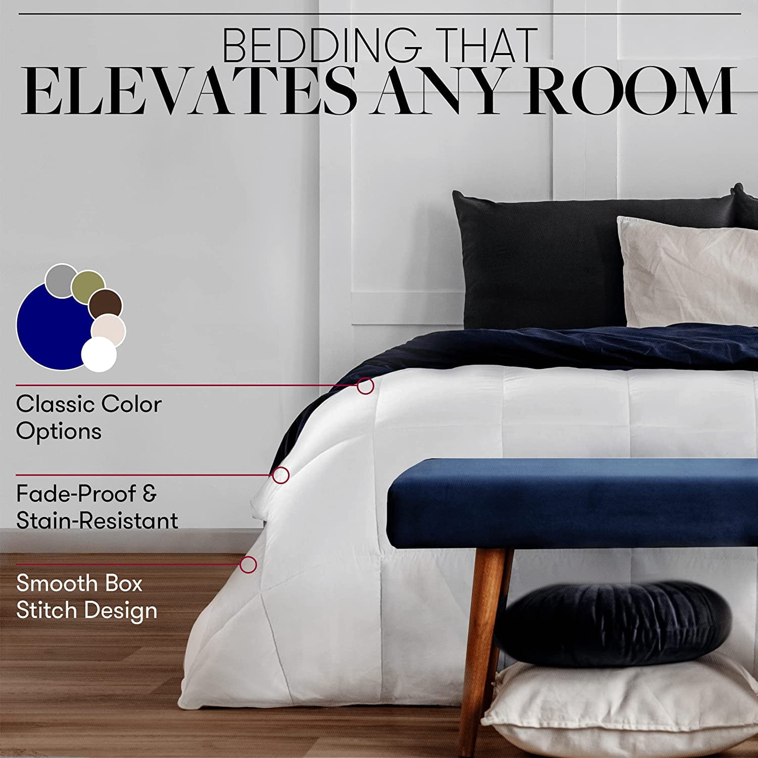 Beckham Hotel Collection 1600 Series, Lightweight Luxury Goose Down Alternative Comforter, King/Cali King, Slate Gray