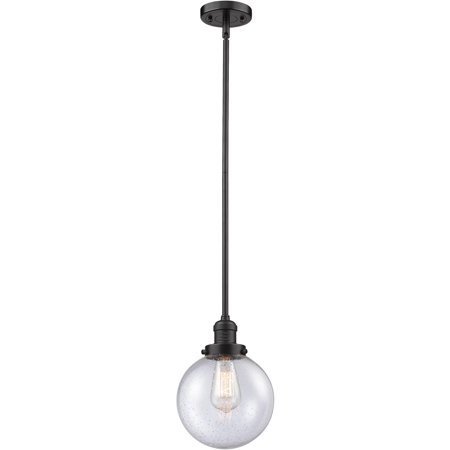 

Oil Rubbed Bronze Tone Mini Pendants 8 Wide Seedy Glass Steel/Cast Brass Medium Base LED 1 Light Fixture