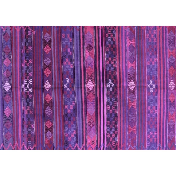 Ahgly Company Indoor Rectangle Abstract Purple Contemporary Area Rugs, 2' x 5'