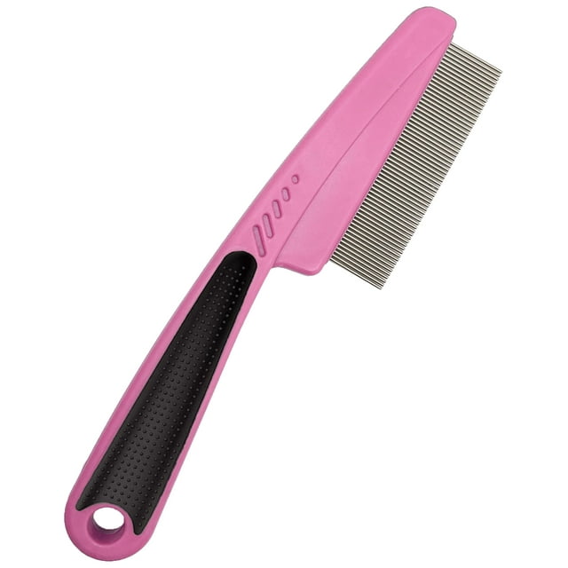 Jeufond Peine anticaspa multifuncional de acero inoxidable con dientes finos, herramienta profesional para el cuidado del cuero cabelludo, adecuada para niños y adultos (rosa)