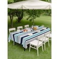 thumbnail image 4 of Outdoor Tablecloth with Umbrella Hole for Patio/Picnic/Party/Camping, Grey Blue Striped Waterproof Table Cloth Rectangle Table Cover Washable, Farmhouse Stripes Abstract Art Navy Blue (60"x 84"), 4 of 8