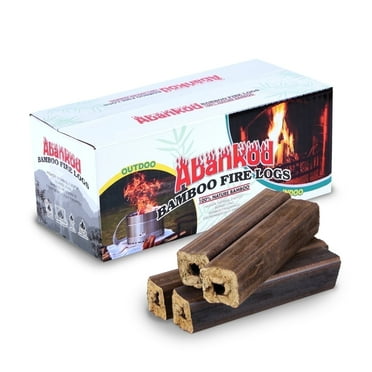 Abankod Eco-Friendly Bamboo Fire Logs 4 Pack Long Lasting Compressed Fuel Fireplace Campfire Pit Wood Stove 2-Hour Burn Time Indoor&Outdoor Use safe