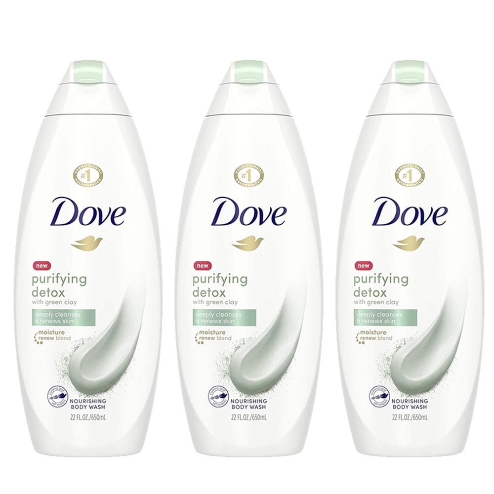 Pack of (3) Dove Purifying Detox Nourishing Body Wash Green Clay 22 fl. Oz