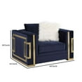 thumbnail image 5 of Benjara Chair with Fabric Upholstery and Metal Trim, Blue and Gold, 5 of 5