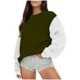 thumbnail image 2 of Brondbend Womens Pullover Sweatshirts Womens Crewneck Long Sleeve Multicolor Workout Top Ladies Oversized Fall Winter Casual Party Athletic Warm Top,Army Green, 2 of 6