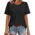thumbnail image 6 of RYRJJ Womens Summer Tops Trendy Puff Short Sleeve T Shirts Pleated Crewneck Tees Dressy Casual Fashion Blouses(Black,M), 6 of 9