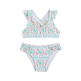 thumbnail image 6 of Lkhaha Girls' Two-Piece Bikini Swimsuit Set Colorful Floral Print Ruffled Strap Bathing Suit Quick Dry Green 4-5 Years, 6 of 7