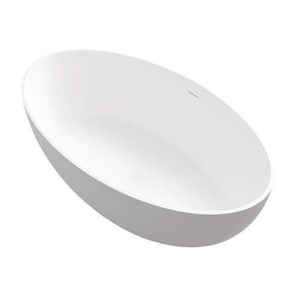 JERFIT 67 Inch Freestanding Soaking Bathtub, Deep Matte White Bathtub, Solid Stone Resin Bath Tub for Bathroom