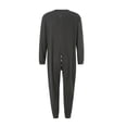 thumbnail image 4 of Genuiskids Men One Piece Pajamas Jumpsuit Soft Cozy Sleepwear Fall Nightwear Solid Color Long Sleeve Button Front Bodysuit Leisure Plain Home Loungewear, 4 of 9