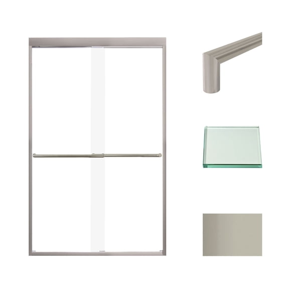 Transolid FBPT487608C-T-BN 76" High X 47" Wide Bypass Frameless Shower Door - Brushed