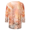 thumbnail image 4 of 3/4 Length Sleeves Shirts for Women Vintage Floral Print Tunic Tops Casual Round Neck 3/4 Sleeve Blouse Summer Loose Pullover Top Plus Size, 4 of 5