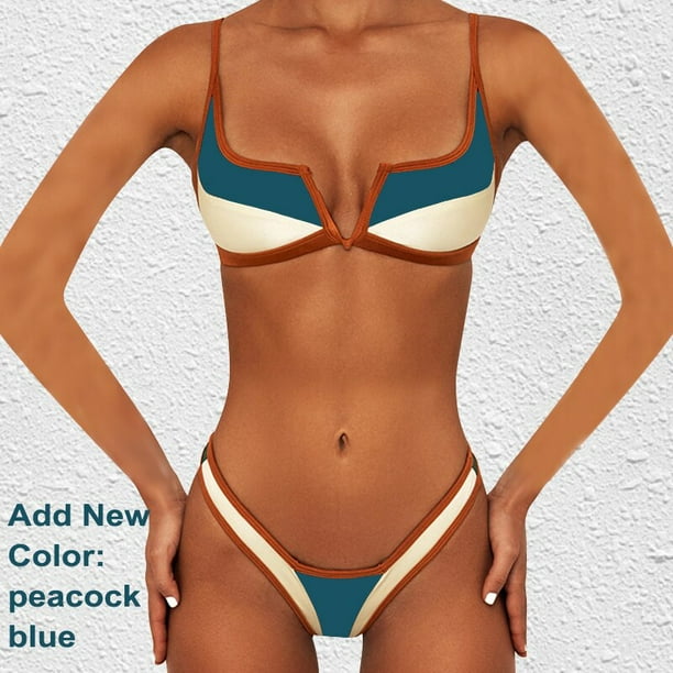 Vintage Retro Bikini Patchwork Swimsuit Thong Brazilian Sexy