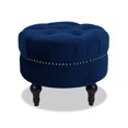 thumbnail image 1 of Dawn Tufted Round Ottoman Nailhead Accents Navy Blue, 1 of 9
