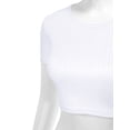 thumbnail image 4 of FashionMille Women's Basic Solid Crew Neck Stretch Ribbed Knit Short Sleeve Crop T Shirt Top, 4 of 5