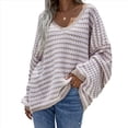 thumbnail image 2 of Suéter Holgado de Cuello Redondo, Larga, Hombros Descubiertos, Tejido Liso, para Mujer, para Otoño. Caqui M, 2 of 7