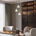 thumbnail image 3 of LNC Modern 3-Light Pendant Chandelier with White and Golds, Adjustable Hanging Fixture, 3 of 15