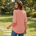 thumbnail image 6 of Gingprous 3/4 Sleeve Womens Hallow Out Sleeve Tops V Neck Tunic Blouse Curved Hem Casual Shirt, 6 of 8