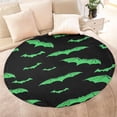 thumbnail image 4 of Black Halloween Bats with Green Round Blanket,Comfortable Soft Flannel Throw Blanket,All Season,Warm Lightweight Blankets for Sofa Bed Couch Living Room Chair 47"x47", 4 of 5