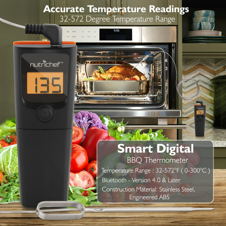 NutriChef Bluetooth Instant Read Digital Thermometer & Reviews