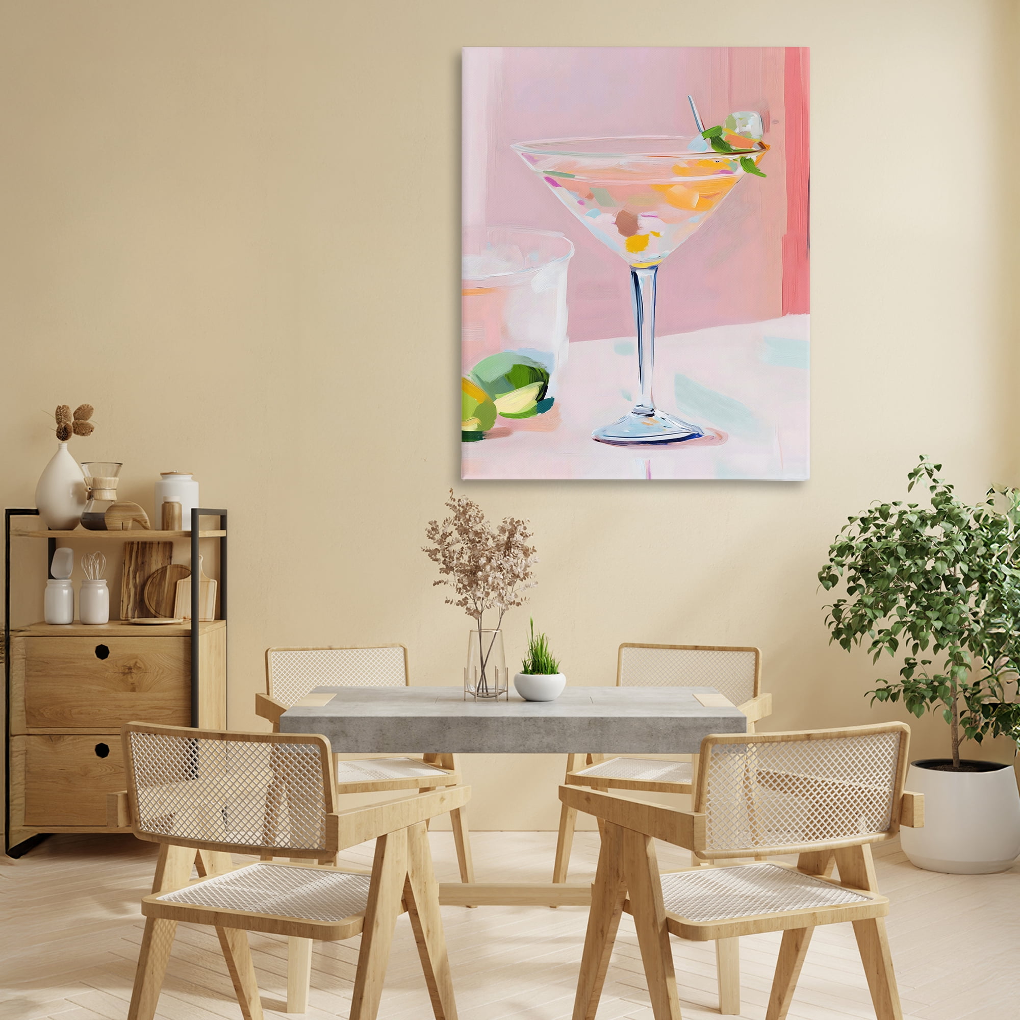 Stupell Industries Pink Martini Bar with Lime Canvas Wall Art, design by The Prints Vibe