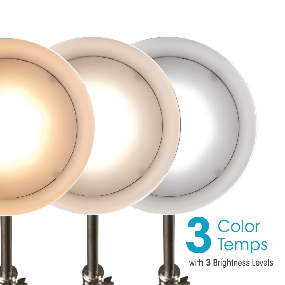 OttLite Harmonize LED Desk Lamp - 2.1A USB Charging Port, 3 Brightness Settings, Brushed Nickel