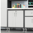 thumbnail image 3 of IKIMI 6-Piece Heavy Duty Garage Cabinet System with Workbench, Lockable Steel Storage Cabinets, Modular Tool Storage Organizer for Garage & Workshop , Gray, 3 of 7