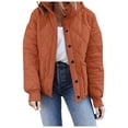 thumbnail image 2 of Womens Lightweight Quilted Jacket Button Long Sleeve Stand Collar Warm Winter Coat, 2 of 6