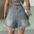 thumbnail image 4 of HUITKMM Summer Shorts for Women Low Rise Jean Shorts Washed Distressed Weekend Outfit Ripped Hole, 4 of 6