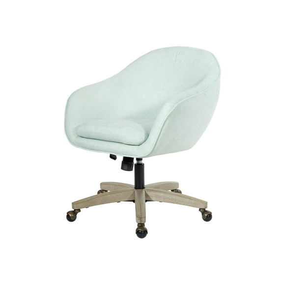 OSP Home Furnishings Nora Office Chair in Mint Fabric with Grey Brush Wood Base KD