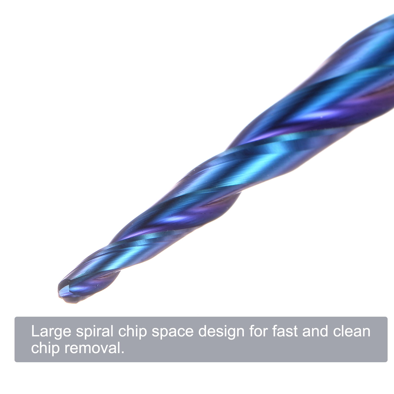 Uxcell Tapered Ball Nose End Mill 1/32" Radius 1/4" Shank Solid Carbide Nano Coated Upcut Spiral 3 Flutes