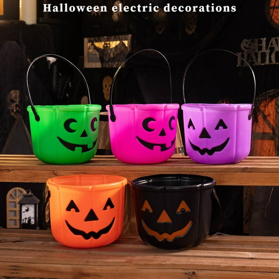 Dserhfy Halloween Candy Bucket Pumpkin Skull Bucket Trick or Treat Bucket with Handle for Kids Halloween Party Decoration