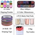 thumbnail image 2 of Juego de 28 herramientas de manicura con base de lámpara UV y capa superior, pegamento para inmersión en polvo y diamantes de imitación, 2 of 9