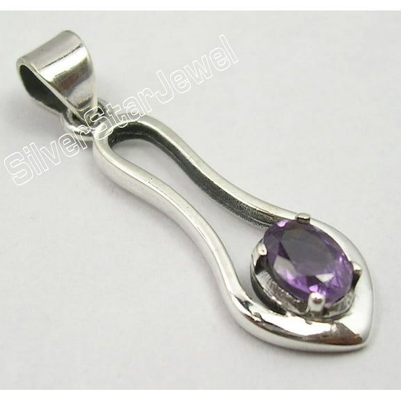 SilverStarJewel 925 Silver Amethyst Pendant 1.5" Women's Wholesale Jewelry