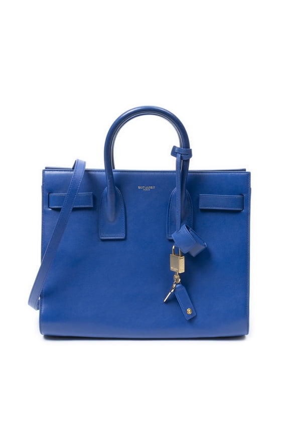 Pre-Owned Yves Saint Laurent Blue Small Sac de Jour Shoulder Bag Calfskin Leather