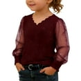 thumbnail image 2 of WOYY Toddler Girls Sparkly Sequins Mesh Long Sleeve Blouse V Neck Party Shirt, Sizes 4-5T, 2 of 8