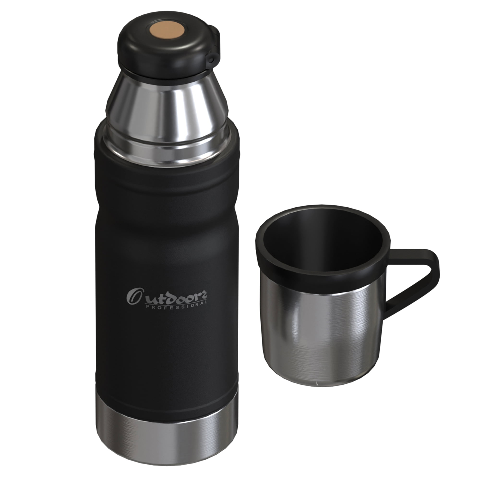 Outdoors Professional 25.3-Oz. (750 mL) Stainless Steel Termo Go Vacuum Bottle (Black), OUTD9324