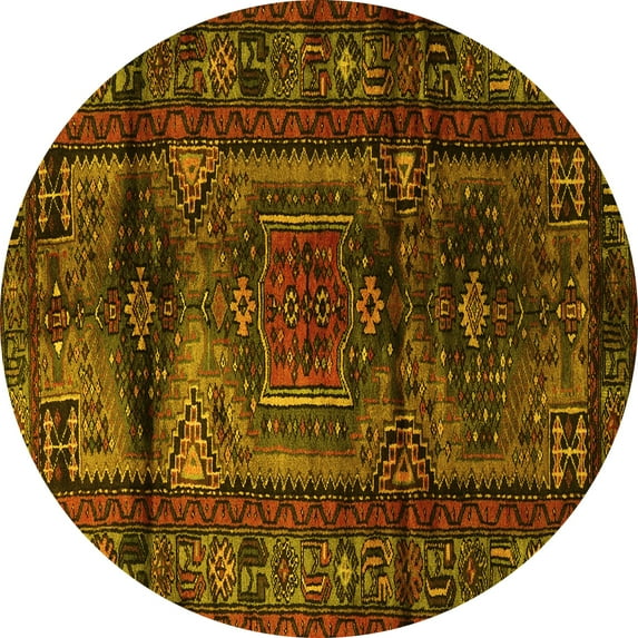 Ahgly Company Indoor Round Persian Yellow Traditional Area Rugs, 8' Round