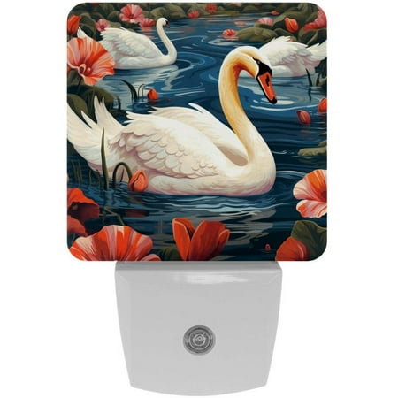 

Swans LED Square Night Lights - Modern Design Soft Glow Energy Efficient - for Bedroom Nursery or Bathroom - Set of 2
