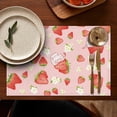 thumbnail image 4 of Fresh and Fruity Strawberry Table Placemats Set of 6, Flax Linen Heat Resistant Wrinkle Free, Red Berry Design for Sweet Summer Table Setting, 4 of 5