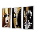 thumbnail image 3 of Designart "Minimal Glamour Portrait of an Exquisite Young Woman II" Fashion Woman Framed Wall Art Set Of 3 - Gold Glam Frame Gallery Wall Set For Home Decor, 3 of 6