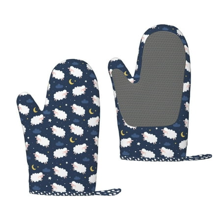

Zeuib Cute Sheep 1 Print Oven Mitts Oven Gloves with Non-Slip Silicone Heat and Slip Resistant Cooking Mitt Set for Cooking and Baking (2 Count)